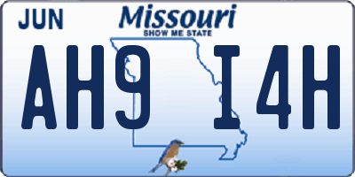 MO license plate AH9I4H