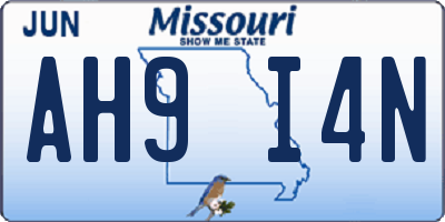 MO license plate AH9I4N