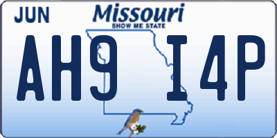 MO license plate AH9I4P