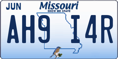 MO license plate AH9I4R