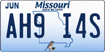 MO license plate AH9I4S