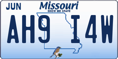 MO license plate AH9I4W