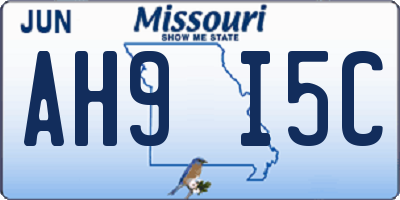 MO license plate AH9I5C