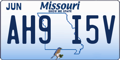 MO license plate AH9I5V