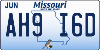 MO license plate AH9I6D