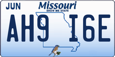 MO license plate AH9I6E