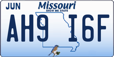MO license plate AH9I6F