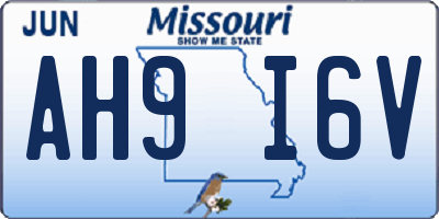 MO license plate AH9I6V