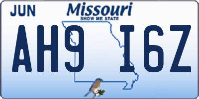 MO license plate AH9I6Z