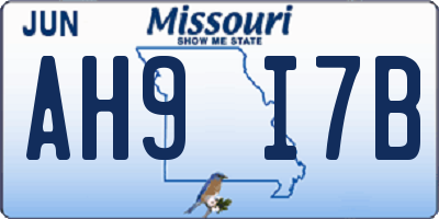 MO license plate AH9I7B