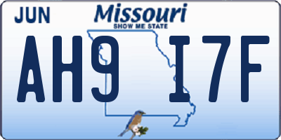 MO license plate AH9I7F