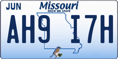 MO license plate AH9I7H