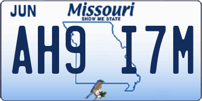 MO license plate AH9I7M