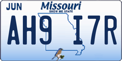 MO license plate AH9I7R