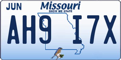 MO license plate AH9I7X