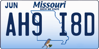 MO license plate AH9I8D