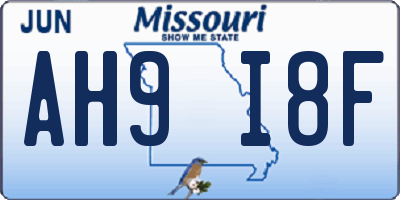 MO license plate AH9I8F