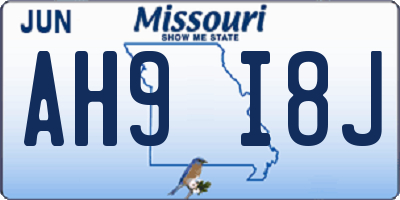 MO license plate AH9I8J