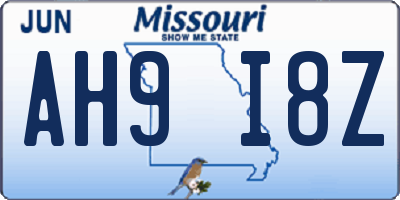 MO license plate AH9I8Z