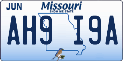 MO license plate AH9I9A