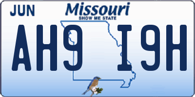 MO license plate AH9I9H