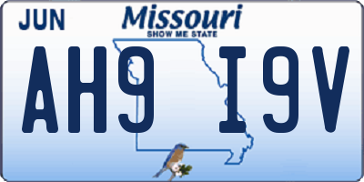 MO license plate AH9I9V
