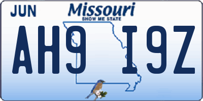 MO license plate AH9I9Z