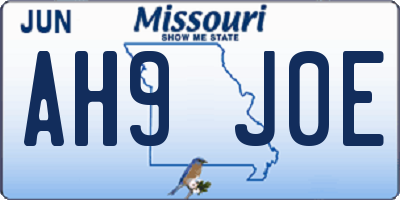 MO license plate AH9J0E