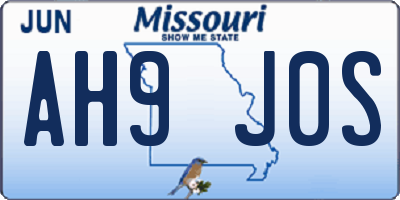 MO license plate AH9J0S