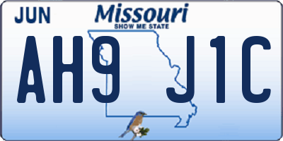 MO license plate AH9J1C