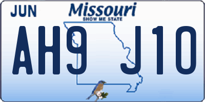 MO license plate AH9J1O