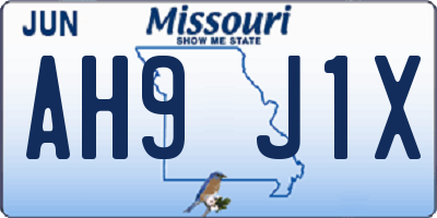MO license plate AH9J1X