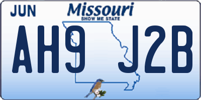 MO license plate AH9J2B