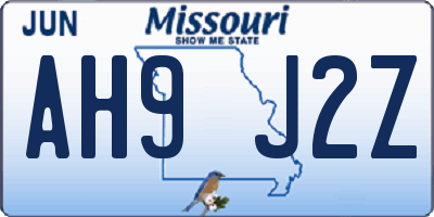 MO license plate AH9J2Z