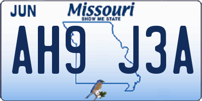 MO license plate AH9J3A