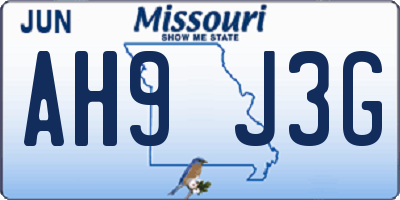 MO license plate AH9J3G