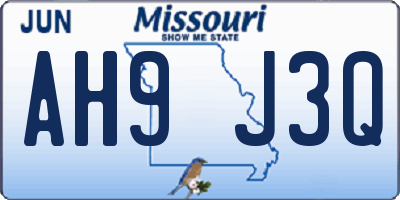 MO license plate AH9J3Q