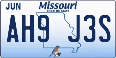 MO license plate AH9J3S