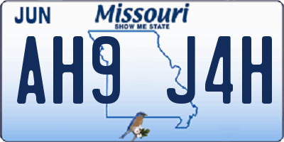 MO license plate AH9J4H