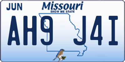 MO license plate AH9J4I