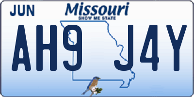 MO license plate AH9J4Y