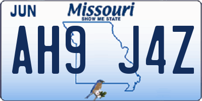 MO license plate AH9J4Z