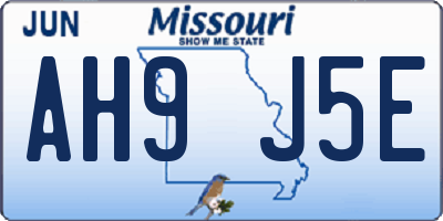 MO license plate AH9J5E