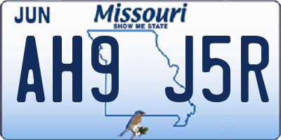 MO license plate AH9J5R