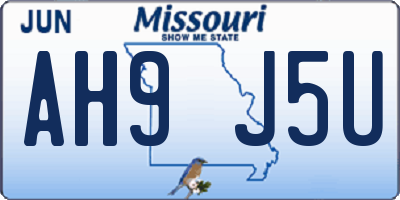 MO license plate AH9J5U