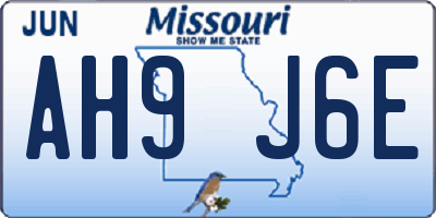 MO license plate AH9J6E