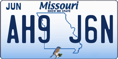 MO license plate AH9J6N