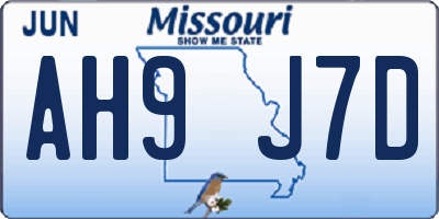 MO license plate AH9J7D