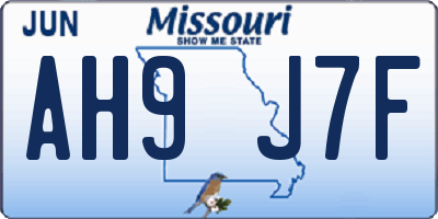 MO license plate AH9J7F