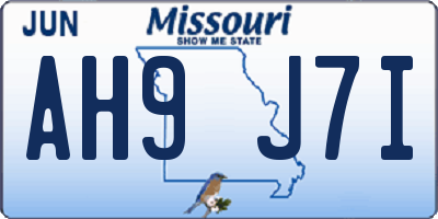 MO license plate AH9J7I